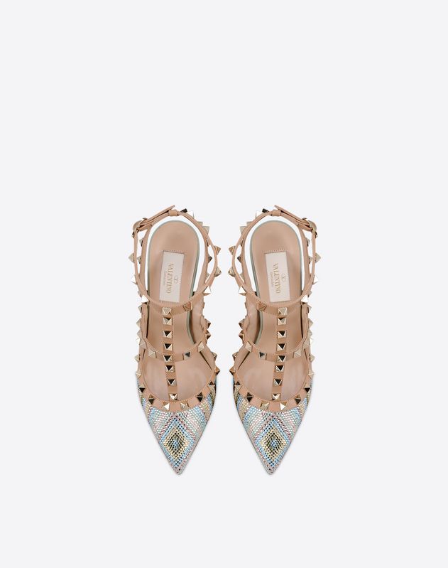Rhinestones<br>Multicolor Pattern<br>Buckling ankle strap closure<br>Leather sole<br>Narrow toeline<br>Spike heel<br> Women 11000096VU