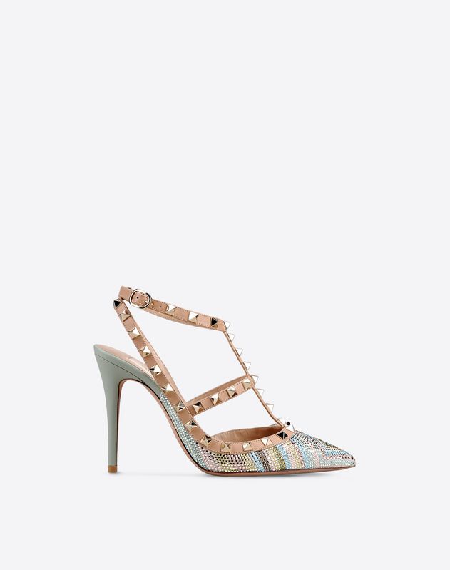 Rhinestones<br>Multicolor Pattern<br>Buckling ankle strap closure<br>Leather sole<br>Narrow toeline<br>Spike heel<br> Women 11000096VU