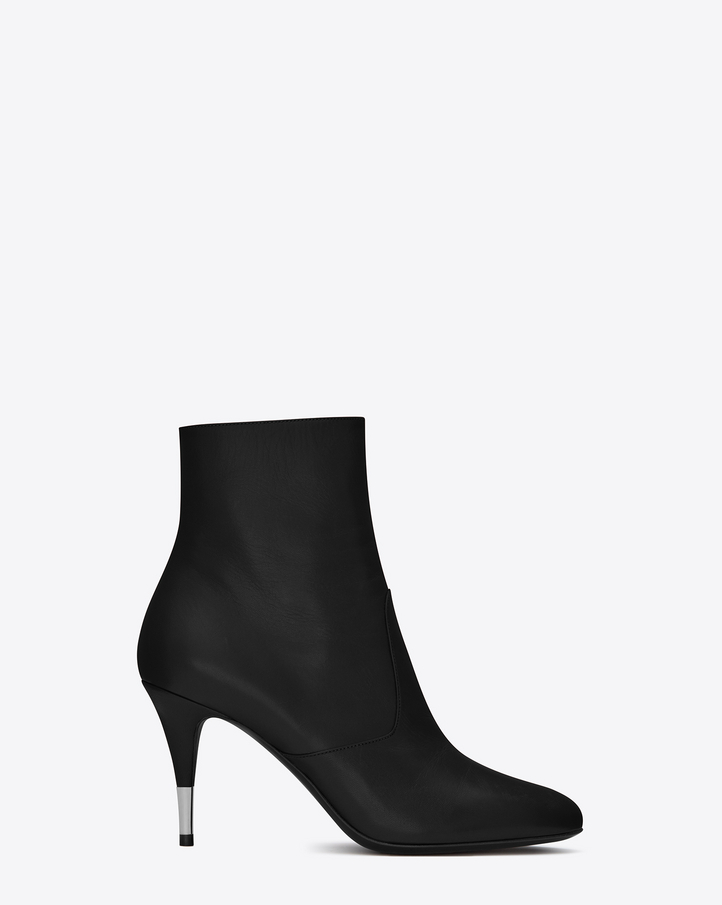 Saint Laurent ANITA 85 Zipped Ankle Boot In Black Leather