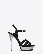 Classic TRIBUTE 105 Sandal in Black Leather and Silver Glitter