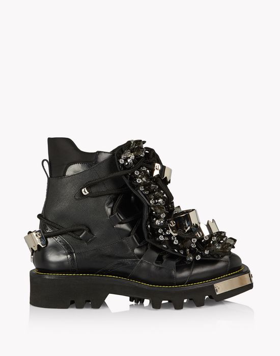 crystal embellished combat boots shoes Man Dsquared2