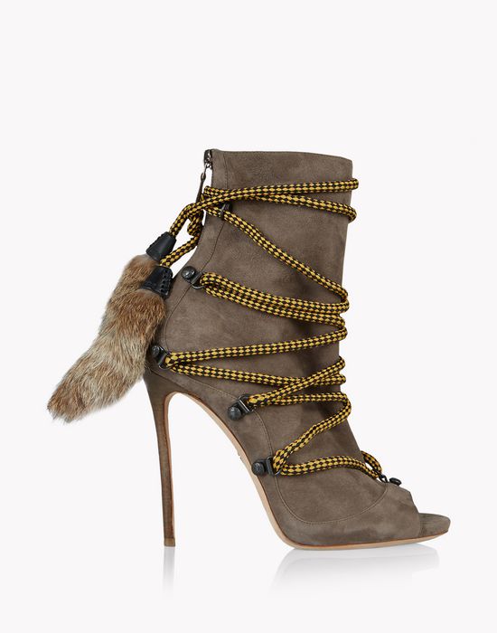 fur laced riri boots shoes Woman Dsquared2