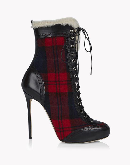 check lace-up brogue ankle boots shoes Woman Dsquared2