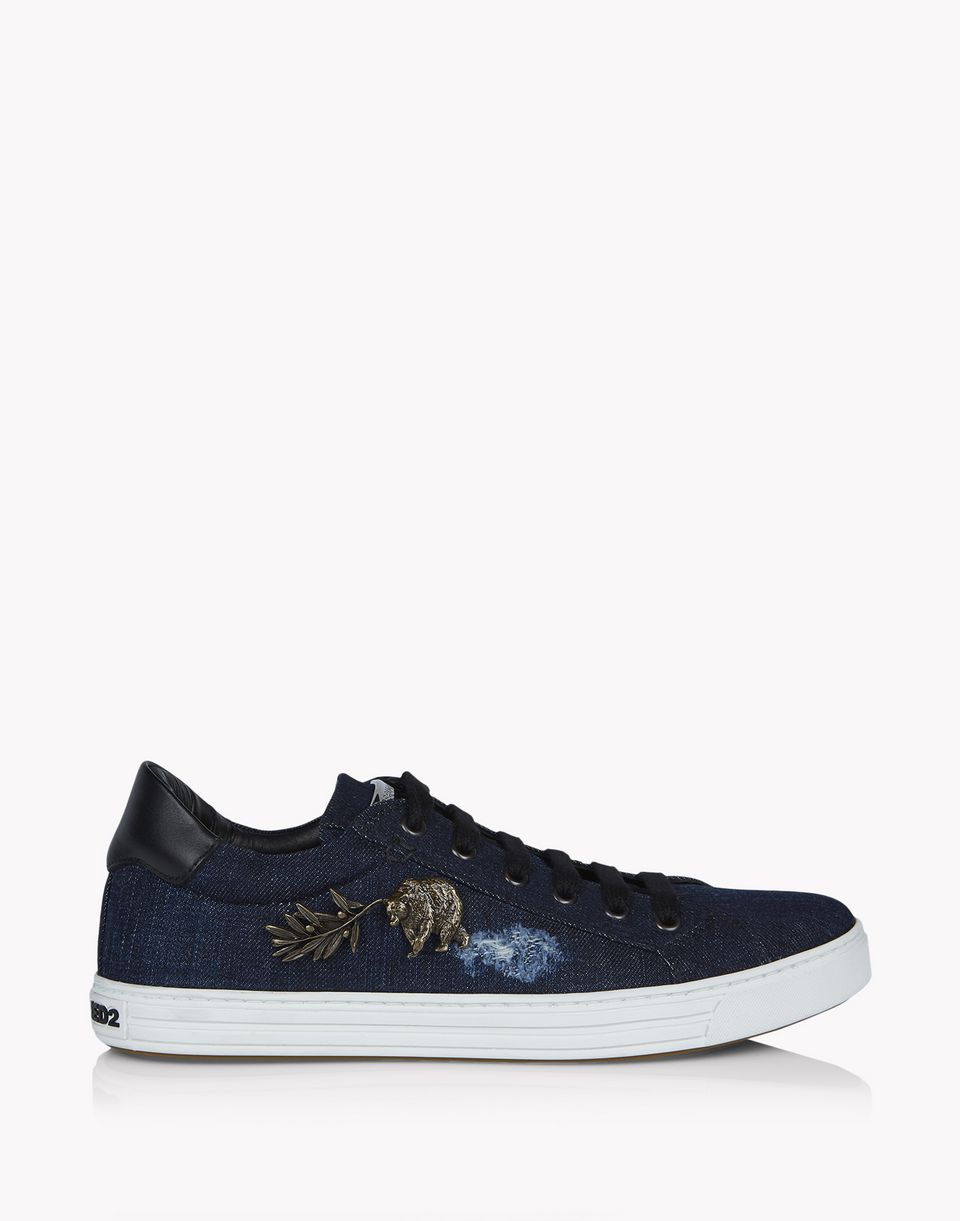Dsquared2 Denim Embellished Tennis Club Sneakers Blue Sneakers for