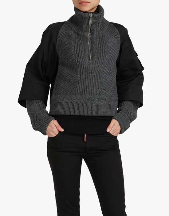 ribbed wool half-zip pullover tops & tees Woman Dsquared2