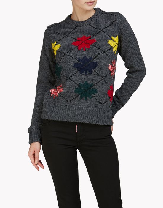 maple leaf argyle pullover tops & tees Woman Dsquared2