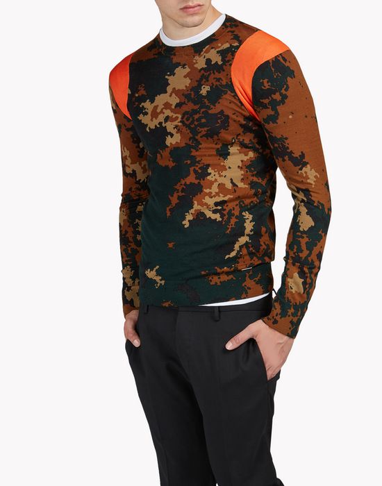 camouflage wool crew neck pullover tops & tees Man Dsquared2