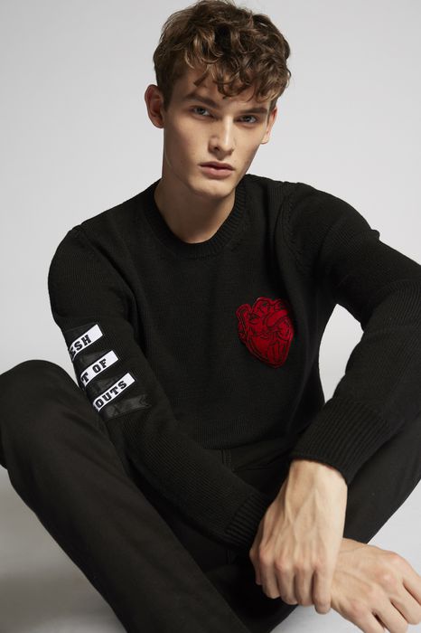heart patch wool knit pullover tops & tees Man Dsquared2