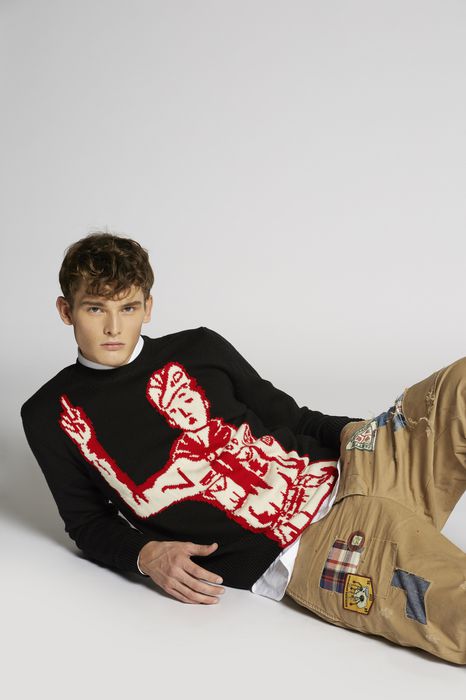 bad scout intarsia wool knit pullover tops & tees Man Dsquared2