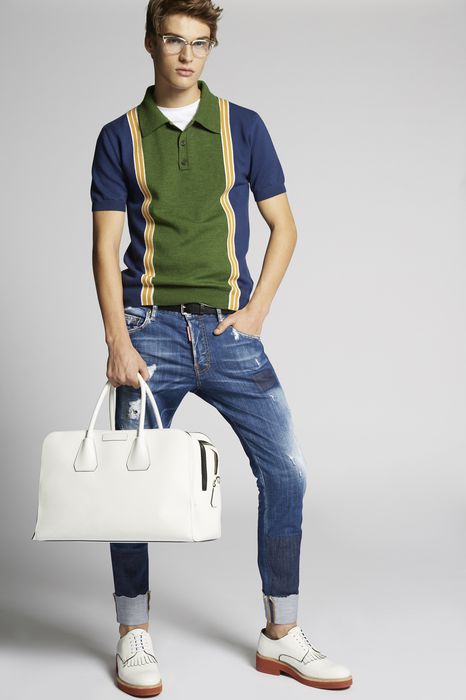 contrast wool knit polo shirt tops & tees Man Dsquared2