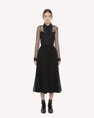 REDValentino 细点网眼薄纱褶裥半裙