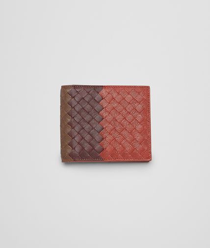 BOTTEGA VENETA - Burnt Red Aubergine Edoardo Intrecciato Club Fumé Wallet