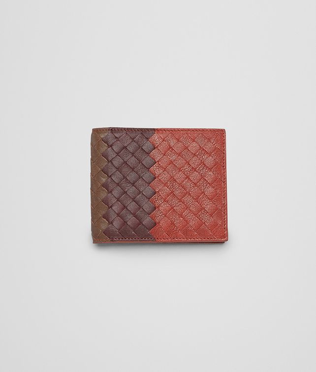 BOTTEGA VENETA PORTEMONNAIE AUS CLUB FUMÉ INTRECCIATO BURNT RED, AUBERGINE UND EDOARDO Faltbares Portemonnaie U fp