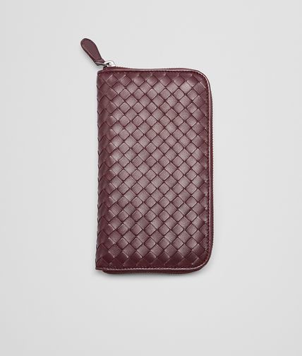 BOTTEGA VENETA - Aubergine Intrecciato Nappa Zip Around Wallet