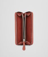 Bottega Veneta® Burnt Red Aubergine Edoardo Intrecciato Club Fumé Zip Around Wallet Bottega Veneta® Burnt Red Aubergine Edoardo Intrecciato Club Fumé Zip Around Wallet