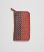 Bottega Veneta® Burnt Red Aubergine Edoardo Intrecciato Club Fumé Zip Around Wallet Bottega Veneta® Burnt Red Aubergine Edoardo Intrecciato Club Fumé Zip Around Wallet