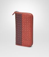 Bottega Veneta® Burnt Red Aubergine Edoardo Intrecciato Club Fumé Zip Around Wallet Bottega Veneta® Burnt Red Aubergine Edoardo Intrecciato Club Fumé Zip Around Wallet