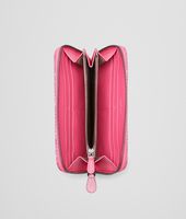 Bottega Veneta® Rosa Shock Intrecciato Ayers Livrea Zip Around Wallet Bottega Veneta® Rosa Shock Intrecciato Ayers Livrea Zip Around Wallet