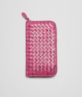 Bottega Veneta® Rosa Shock Intrecciato Ayers Livrea Zip Around Wallet Bottega Veneta® Rosa Shock Intrecciato Ayers Livrea Zip Around Wallet
