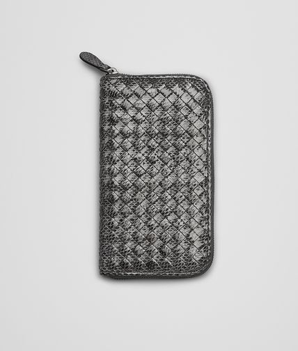BOTTEGA VENETA - Portemonnaie Mit Rundum-Reissverschluss aus Ayers Livrea Intrecciato NEW LIGHT GREY