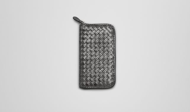 BOTTEGA VENETA - New Light Grey Intrecciato Ayers Livrea Zip Around Wallet