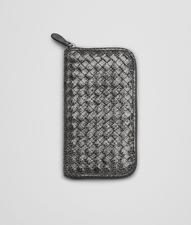BOTTEGA VENETA ZIP AROUND WALLET IN NEW LIGHT GREY INTRECCIATO AYERS Zip Around Wallet D fp
