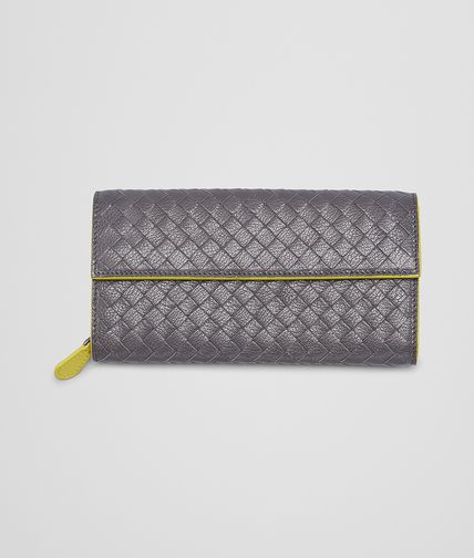 BOTTEGA VENETA - Medium Grey New Chartreuse Intrecciato Madras Heritage Continental Wallet