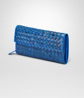 Bottega Veneta® SIGNAL BLUE Intrecciato Ayers Livrea CONTINENTAL WALLET Bottega Veneta® SIGNAL BLUE Intrecciato Ayers Livrea CONTINENTAL WALLET
