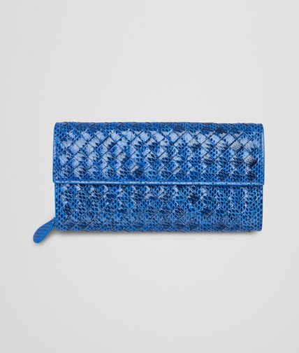 BOTTEGA VENETA - Signal Blue Intrecciato Ayers Livrea Continental Wallet