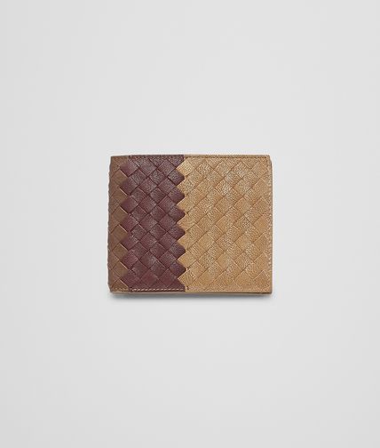 BOTTEGA VENETA - New Bronze Aubergine Edoardo Intrecciato Club Fumé Wallet