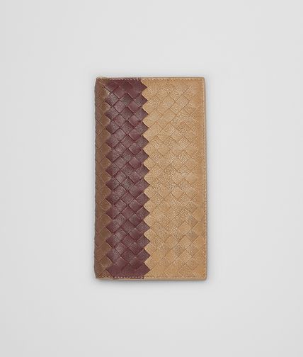 BOTTEGA VENETA - New Bronze Aubergine Edoardo Intrecciato Club Fumé Continental Wallet