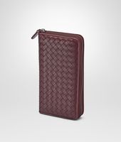 Bottega Veneta® Aubergine Intrecciato Nappa Zip Around Wallet Bottega Veneta® Aubergine Intrecciato Nappa Zip Around Wallet