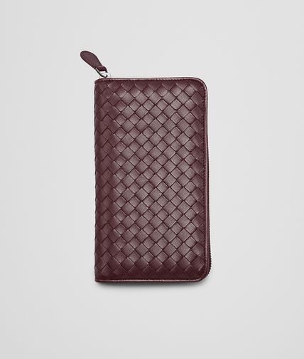 BOTTEGA VENETA - Aubergine Intrecciato Nappa Zip Around Wallet