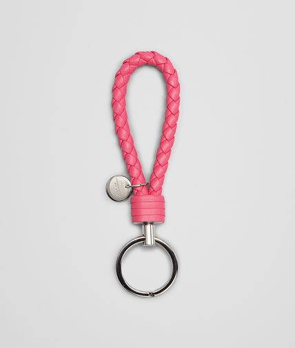 BOTTEGA VENETA - Rosa Shock Intrecciato Nappa Key Ring