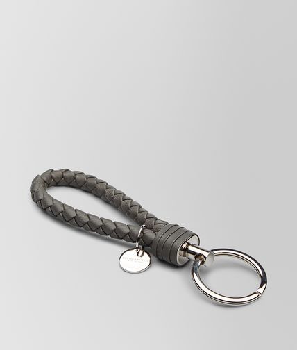 BOTTEGA VENETA - New Light Grey Intrecciato Nappa Key Ring