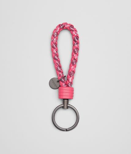 BOTTEGA VENETA - Rosa Shock Intrecciato Ayers Livrea Key Ring