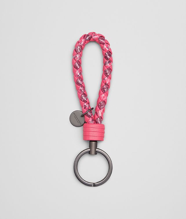 BOTTEGA VENETA ROSA SHOCK Intrecciato Ayers Livrea KEY RING Keyring or Bracelets E fp