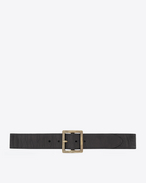 Dylan Buckle Belt in Black Leather and Antique Gold-Toned Brass