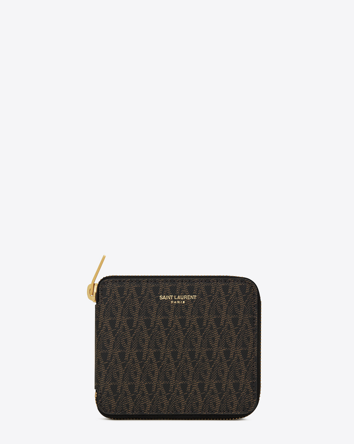 Saint Laurent CLASSIC TOILE MONOGRAM Compact Zip Around WALLET In ...  