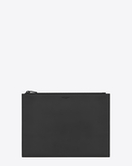 Custodia per tablet SAINT LAURENT PARIS con zip nera in pelle