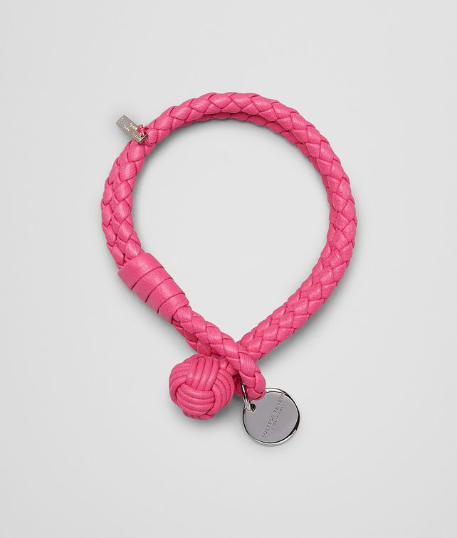 BOTTEGA VENETA BRACELET ROSE SHOCKING EN NAPPA INTRECCIATO Porte-clé ou Bracelet E fp