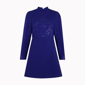 STELLA McCARTNEY, Mini, Midnight Double Face Wool Stretch Camilla Embossed Dress
