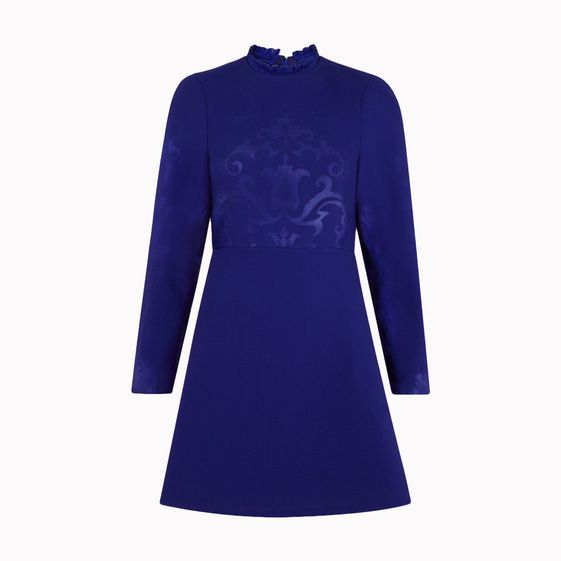 Stella McCartney, Midnight Double Face Wool Stretch Camilla Embossed Dress