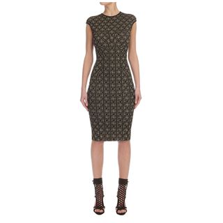 ALEXANDER MCQUEEN, Mid-length Dress, Honeycomb Lace Jacquard Pencil Dress