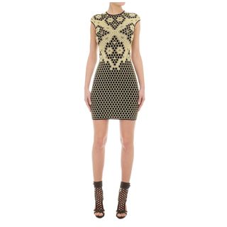 ALEXANDER MCQUEEN, Mini Dress, Honeycomb Bee 3D Puckering Lace Jacquard Mini-dress