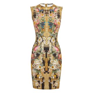 ALEXANDER MCQUEEN, Mini Dress, Geometric Hummingbird Print Jersey Mini-Dress