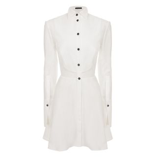 ALEXANDER MCQUEEN, Cocktail Dress, Piqué Bib Peplum Shirt-Dress