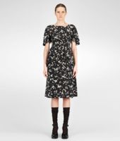 Bottega Veneta® Pearl Nero Silk Falling Leaves Print Dress Bottega Veneta® Pearl Nero Silk Falling Leaves Print Dress
