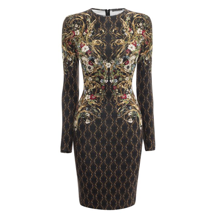 Alexander McQueen, Rhombic Floral Print Jersey Dress

