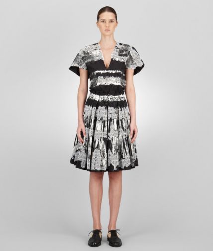 BOTTEGA VENETA - Abito Nero e Pearl in Cotone Leggero e Pizzo Ricamato